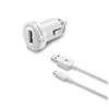 CELLULARLINE Ultra car charger in a set with data cable with Lightning connector, 1xUSB, 2A, white