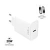 FIXED USB-C Travel Charger 20W+ USB-C/USB-C Cablet, white