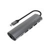 6-portový hliníkový USB-C FIXED HUB Pro, pre notebooky a tablety, šedý, rozbalené