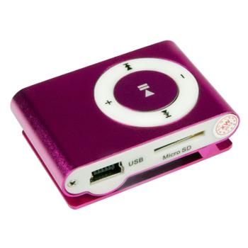 Mini MP3 přehrávač Bsmart se slotem pro paměťové karty, růžový