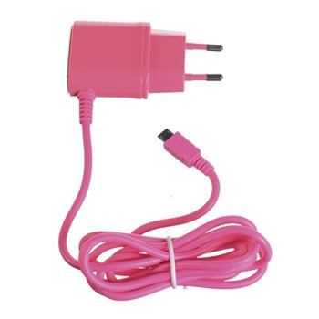 Cestovní nabíječka CELLY s konektorem microUSB, 1A, růžová, blister