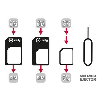 Adaptér SIM karet CELLY z nanoSIM na microSIM a miniSIM karty/z microSIM na mini SIM