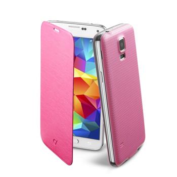 Pouzdro typu kniha CellularLine Backbook pro Samsung Galaxy S5 / S5 Neo, růžové