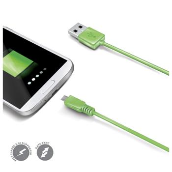 Datový USB kabel CELLY s konektorem microUSB, zelený