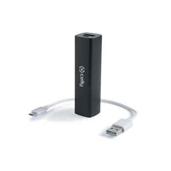 Záložní baterie CELLY Powerbank s USB výstupem a microUSB kabelem, 2000 mAh, 1A, černá