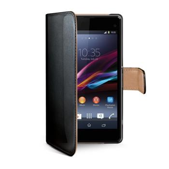 Pouzdro typu kniha CELLY Wally pro Sony Xperia Z1 Compact, PU kůže, černé