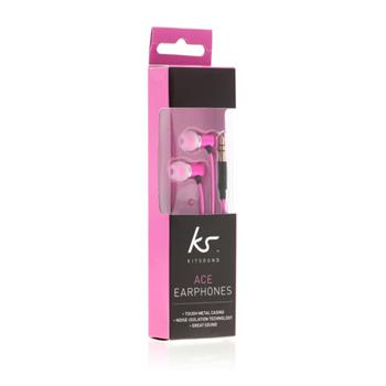 In-ear sluchátka KitSound Ace s mikrofonem, 3,5 mm jack, růžová