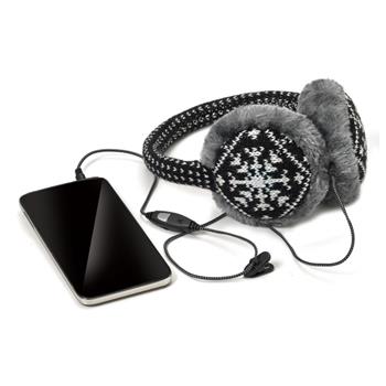 Polstrovaná zimní sluchátka CELLY earmuff s integrovanými sluchátky, konektor 3,5mm jack, černá