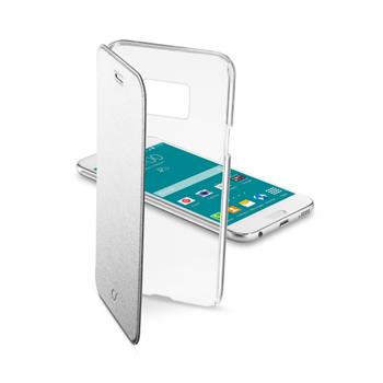 Průhledné pouzdro typu kniha CellularLine Clear Book pro Samsung Galaxy S6, stříbrné