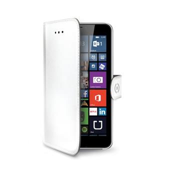 Pouzdro typu kniha CELLY Wally pro Microsoft Lumia 640 XL / 640 XL Dual SIM, PU kůže, bílé