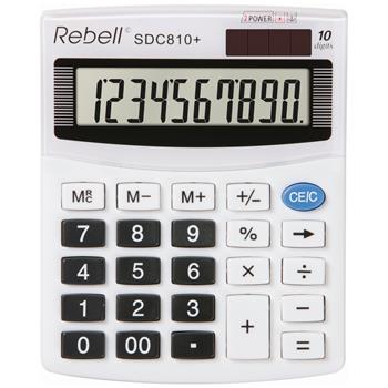 Stolní kalkulačka REBELL SDC 810/410+, solární napájení, bílá