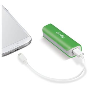 Powerbanka CELLY s USB výstupem a microUSB kabelem, 2600 mAh, 1A, zelená