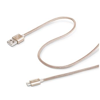 Datový USB kabel CELLY textil s konektorem microUSB, zlatý