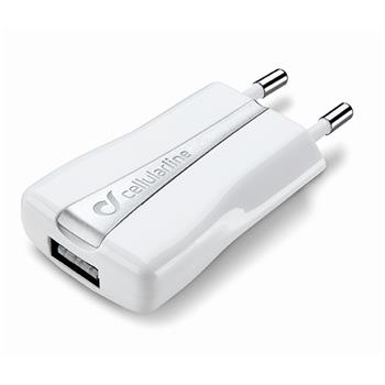 Cestovní nabíječka CellularLine s USB výstupem, bílá