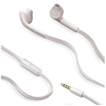 CELLY stereo headset with microphone, 3.5mm jack, flat cable, white