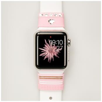 Dekorativní pásky pro řemínky Apple Watch, Pebble Time a dalších hodinek, růžové, MADE WITH SWAROVSKI® CRYSTALS