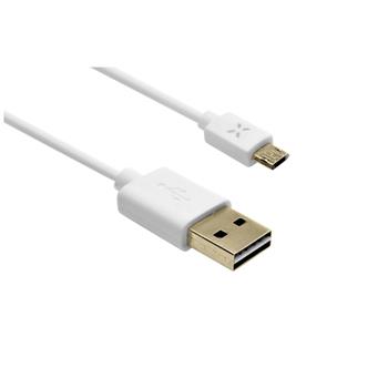 Oboustranný USB datový kabel FIXED TO microUSB s konektorem microUSB, 1m, bílý