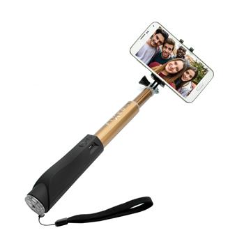 Teleskopický selfie stick FIXED v luxusním hliníkovém provedení s BT spouští, zlatý