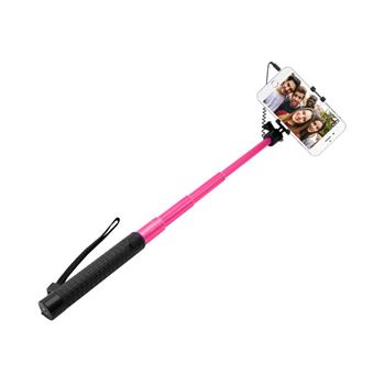 Teleskopický selfie stick FIXED v luxusním hliníkovém provedení, 3,5 mm jack, růžový