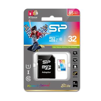 Silicon Power ELITE COLORFUL microSDHC memory card, UHS-1, C10, 32GB + SD adapter