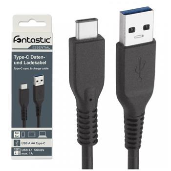 Datový kabel Fontastic ESSENTIAL, USB-C 3.1, 80cm, černý