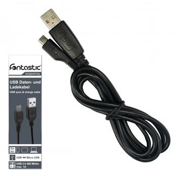 Datový kabel Fontastic ESSENTIAL, microUSB, černý