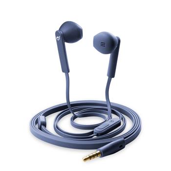 In-ear sluchátka CellularLine MANTIS s mikrofonem, soft materiál, 3,5 mm jack, plochý kabel, modrá