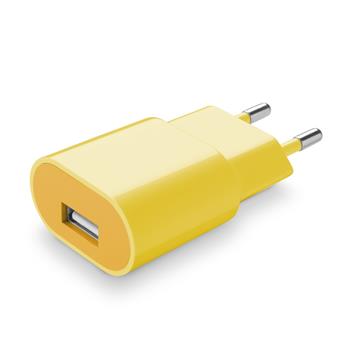STYLE&COLOR síťová USB nabíječka Cellularline, 1A, žlutá