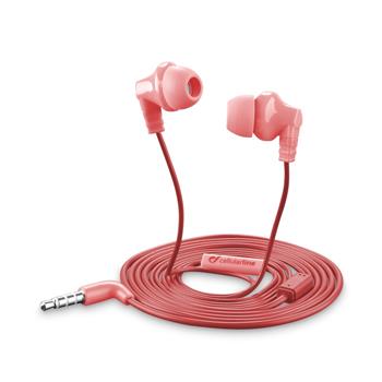 STYLE&COLOR In-ear sluchátka Cellularline CRICKET, plochý kabel, 3,5 mm jack, růžová