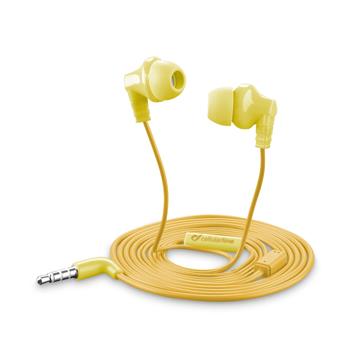 STYLE&COLOR In-ear sluchátka Cellularline CRICKET, plochý kabel, 3,5 mm jack, žlutá