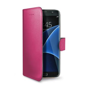 Housing type book cell wall for Samsung Galaxy S7 Edge, PU leather, fuchsia