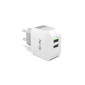 Travel charger CELLY TURBO with 2 x USB output, 3.4 A