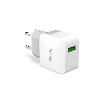 Cravel charger CELLY TURBO with USB output, 2.4 A, white