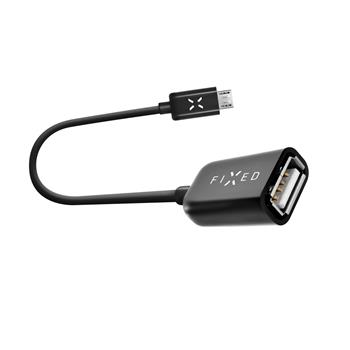 OTG dátový kábel FIXED s konektormi micro USB/USB (F), USB 2.0, 20 cm, čierny