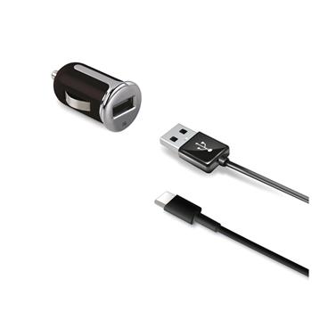 SET CELLY Turbolader mit USB-Anschluss und USB-C-Kabel, 2,4 A, schwarz
