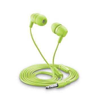 In-ear sluchátka CellularLine MUSIC SOUND BASIC s mikrofonem, 3,5 mm jack, zelená