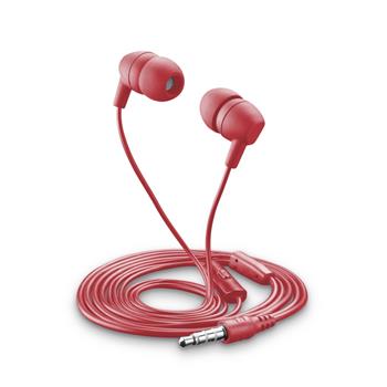 In-ear sluchátka CellularLine MUSIC SOUND BASIC s mikrofonem, 3,5 mm jack, červená
