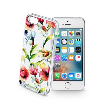 Priehľadné gélové puzdro CellularLine STYLUS pre iPhone 5/5S/SE, motív FLOWERS