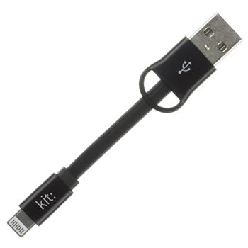 Datový a nabíjecí kabel s přívěskem na klíče KIT KEYRING s konektorem Lightning, černý