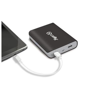 Powerbanka CELLY s 2x USB výstupem, microUSB kabelem a LED svítilnou, 8000 mAh, 2.1A, černá,rozbaleno