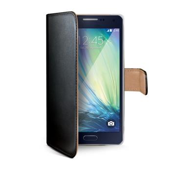 Pouzdro typu kniha CELLY Wally pro Samsung Galaxy A3, PU kůže, černé,rozbaleno