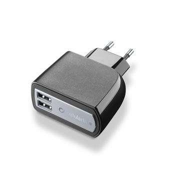 Cestovní USB nabíječka CellularLine, 3,1A/15W, 2xUSB, černá