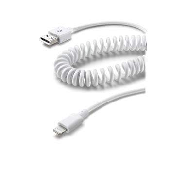 Kroucený USB datový kabel CELLULARLINE s konektorem Lightning, MFI, bílý