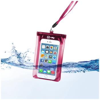Univerzální voděodolné pouzdro CELLY Splash Bag pro telefony 5,7 ", růžové