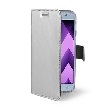 Ultra tenké pouzdro typu kniha CELLY Air pro Samsung Galaxy A5 (2017), PU kůže, stříbrné