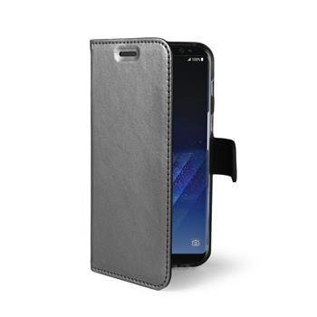 Ultra tenké pouzdro typu kniha CELLY Air pro Samsung Galaxy S8, PU kůže, stříbrné