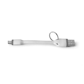 Prívesok na kľúče CELLY USB kábel s konektorom USB-C, 12 cm, biely