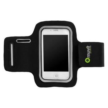 Sportovní neoprénové pouzdro MUVIT pro Apple iPhone 4/4S a telefony podobných rozměrů, černé,rozbaleno