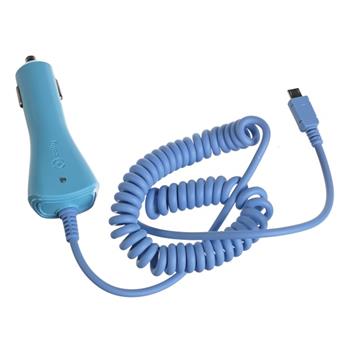 CL Car Charger CELL with microUSB connector, 1A, blue, blister