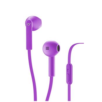 In-ear sluchátka CELLULARLINE LOUD s mikrofonem, AQL® certifikace, 3,5 mm jack, fialové